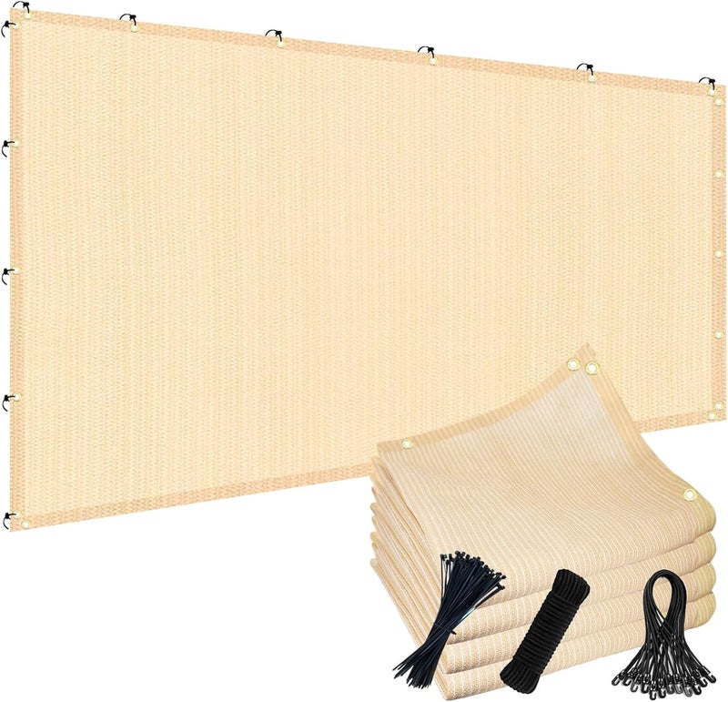 POYEE 90% 8x20ft Sun Shade Cloth for Outdoor Deck Backyard Patio Garden Pergola Cover Canopy Beige - Image 1